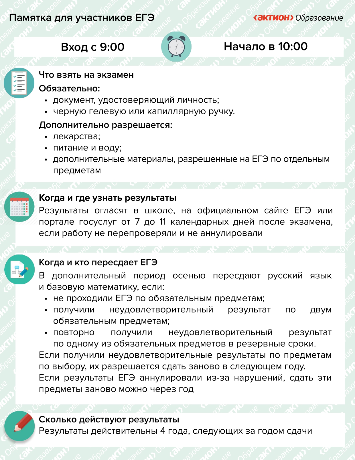 Памятка для участников ГИА